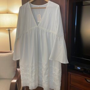 White dress with bell sleeve